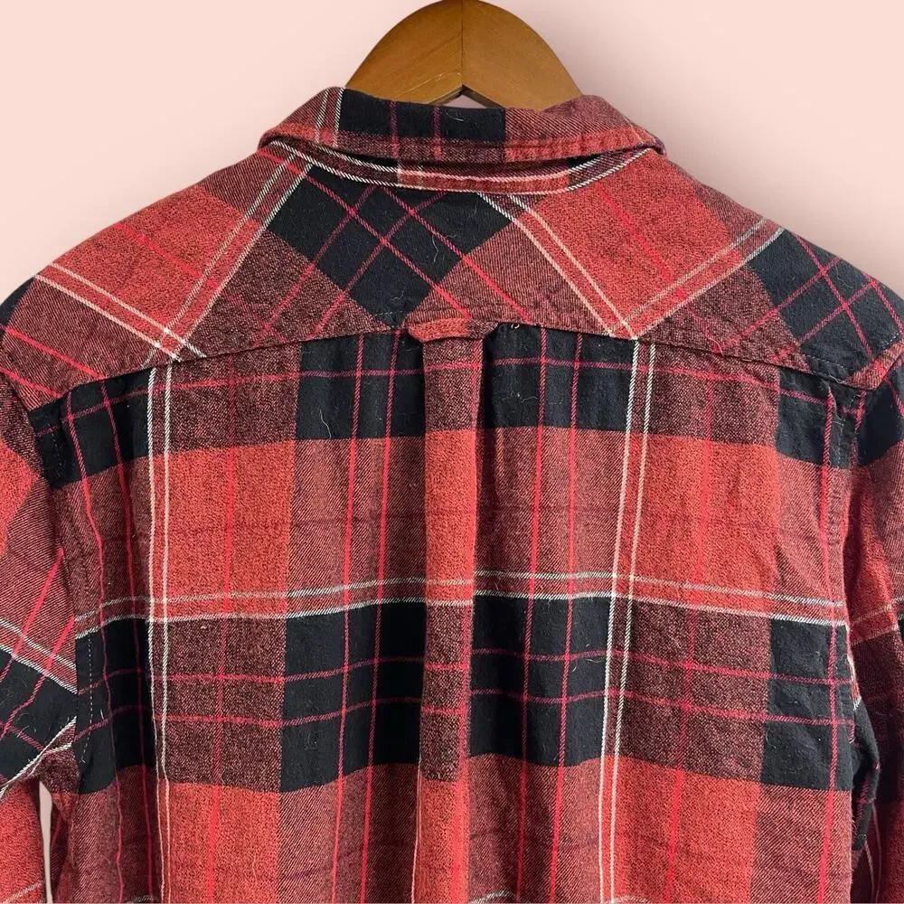 Levis Levi Strauss & Co Plaid Shirt Red & Black Long Sleeve Button Up Mens Large
